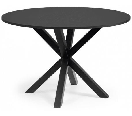 Arya rundt spisebord i melamin og stål Ø120 cm - Sort