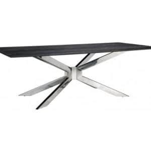 Blackbone spisebord i egetræ og stål 200 x 100 cm - Sort/Sølv