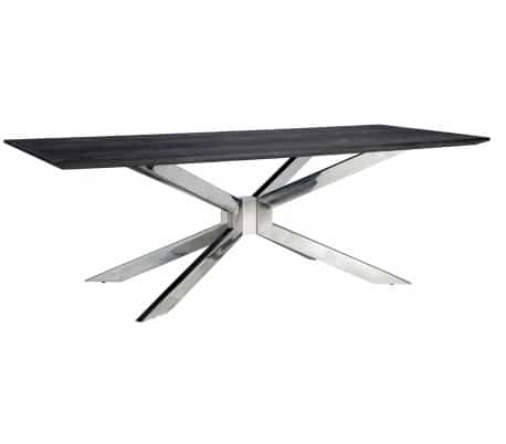 Blackbone spisebord i egetræ og stål 200 x 100 cm - Sort/Sølv