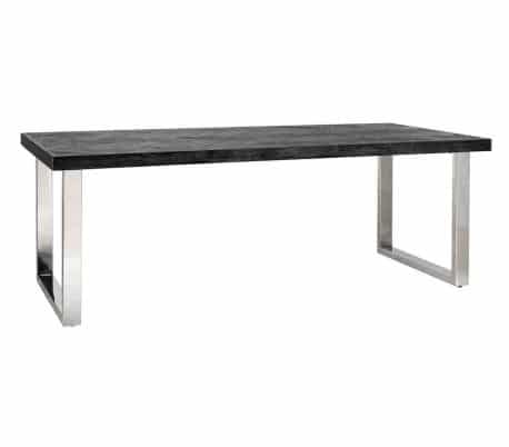 Blackbone spisebord i egetræ og stål 220 x 100 cm - Sort/Sølv