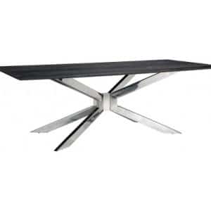 Blackbone spisebord i egetræ og stål 240 x 100 cm - Sort/Sølv