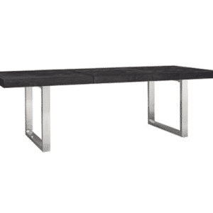 Blackbone spisebord med udtræk i egetræ og stål 195 - 265 x 100 cm - Sort/Sølv