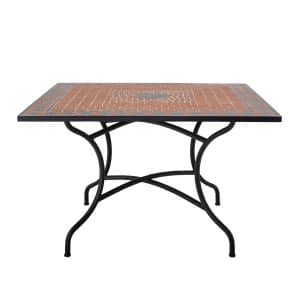 CREATIVE COLLECTION Hellen spisebord, kvadratisk - rød sten/keramik og sort jern (110x110)