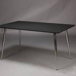 FURBO rektangulær spisebord - sort højtrykslaminat og nikkel (130x70)