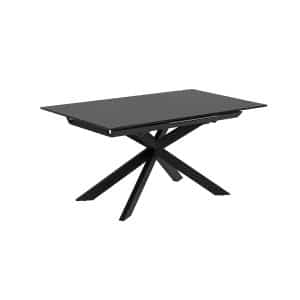 LAFORMA Atminda spisebord, m. udtræk - klart glas og sort stål (160(210)x90)