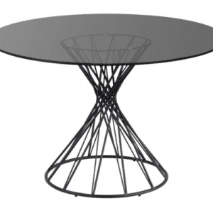 Niut rundt spisebord i stål og glas Ø120 cm - Sort
