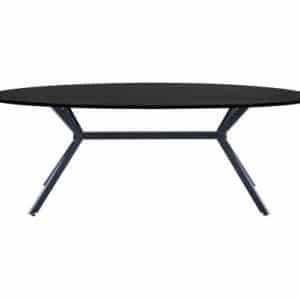 Ovalt spisebord i metal og MDF 220 x 100 cm - Sort/Sort