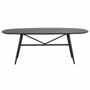 ROWICO Springdale spisebord, ovalt - sort keramik og sorte metalben (200x98)