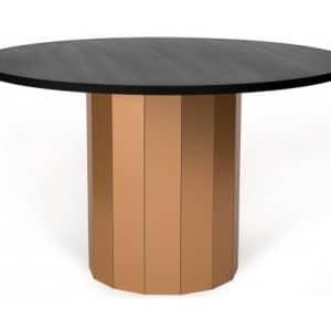 Revolve rundt spisebord i egetræsfinér og laminat Ø120 cm - Sort/Kobber