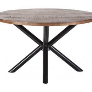 Rundt spisebord i mangotræ og metal H76 x B150 cm - Sort/Brun