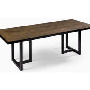 Rustikt spisebord i genanvendt egetræ og metal 240 x 100 cm - Antik sort/Rustik brun