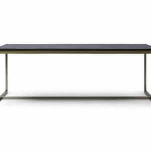 Spisebord i egetræ og stål 220 x 90 cm - Rustfri stål/Antik sort