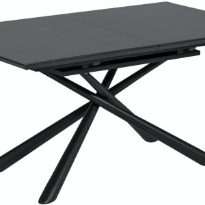 Theone, Udtrækkeligt spisebord by LaForma (H: 76 cm. B: 210 cm. L: 90 cm., Sort/klar)