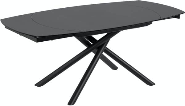 Yodalia, Udtrækkeligt spisebord by LaForma (H: 78 cm. B: 190 cm. L: 100 cm., Sort/klar)