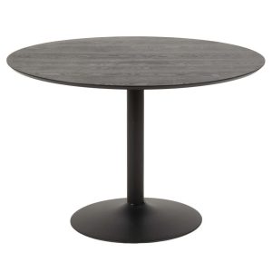 ACT NORDIC Ibiza spisebord, rund - sort asketræsfinér og sort metal (Ø110)