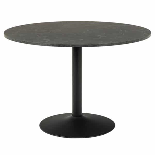 ACT NORDIC Ibiza spisebord, rund - sort marmorprint melamin og sort metal (Ø110)