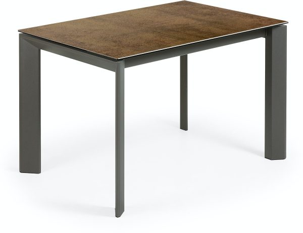 Axis Ceramic, Udtrækkeligt spisebord, moderne, keramisk by LaForma (H: 76 cm. B: 120 cm. L: 80 cm., Brun/Sort)