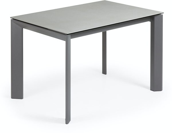 Axis Ceramic, Udtrækkeligt spisebord, moderne, keramisk by LaForma (H: 76 cm. B: 120 cm. L: 80 cm., Grå/Sort)