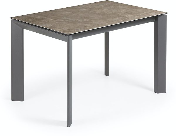 Axis Ceramic, Udtrækkeligt spisebord, moderne, keramisk by LaForma (H: 76 cm. B: 120 cm. L: 80 cm., Støvgrå/Sort)