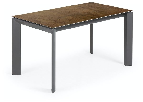 Axis Ceramic, Udtrækkeligt spisebord, moderne, keramisk by LaForma (H: 76 cm. B: 140 cm. L: 90 cm., Brun/Sort)