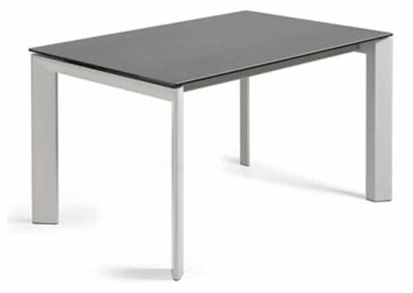 Axis Ceramic, Udtrækkeligt spisebord, moderne, keramisk by LaForma (H: 76 cm. B: 140 cm. L: 90 cm., Sort/Grå)