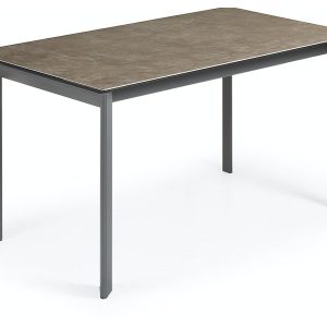 Axis Ceramic, Udtrækkeligt spisebord, moderne, keramisk by LaForma (H: 76 cm. B: 140 cm. L: 90 cm., Støvgrå/Sort)