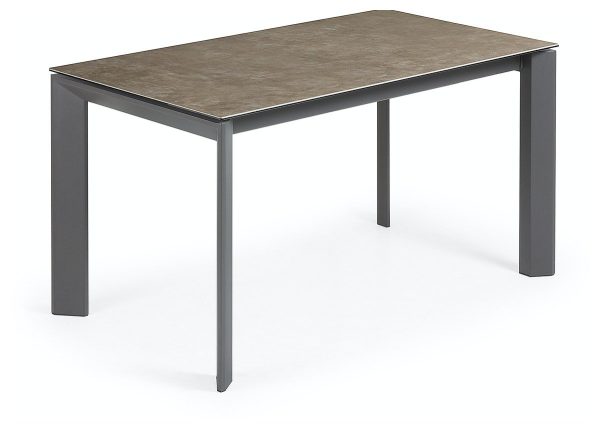 Axis Ceramic, Udtrækkeligt spisebord, moderne, keramisk by LaForma (H: 76 cm. B: 140 cm. L: 90 cm., Støvgrå/Sort)