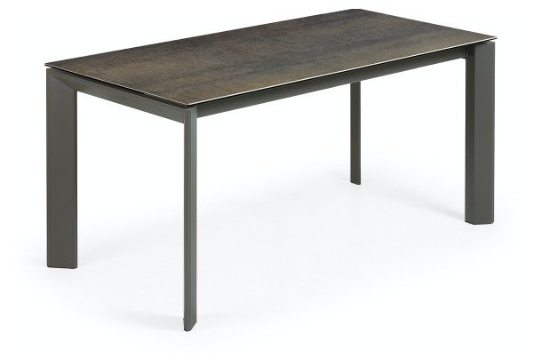 Axis Ceramic, Udtrækkeligt spisebord, moderne, keramisk by LaForma (H: 76 cm. B: 160 cm. L: 90 cm., Jern/Sort)