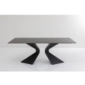 KARE DESIGN Gloria Black Ceramic spisebord, rektangulær - sort mineralmarmor og sort stål (200x100)