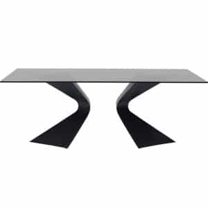 KARE DESIGN Gloria Black spisebord, rektangulær - glas og sort stål (200x100)