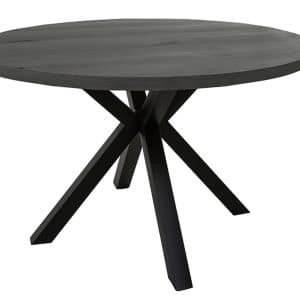 CANETT Savon spisebord - gråbejdset vildeg finér og sort metal, rundt (Ø 120)