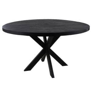 HSM COLLECTION Melbourne spisebord, rund - sort mangotræ og sort jern (Ø120)