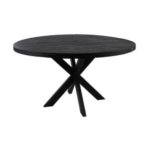 HSM COLLECTION Melbourne spisebord, rund - sort mangotræ og sort jern (Ø130)