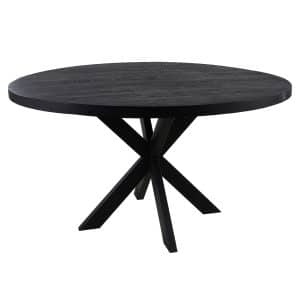 HSM COLLECTION Melbourne spisebord, rund - sort mangotræ og sort jern (Ø140)