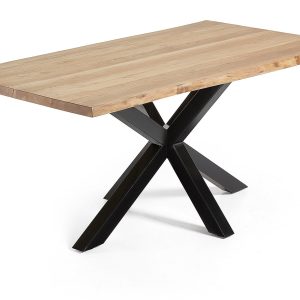 Argo, Spisebord med krydsstel, Egetræ by LaForma (H: 78 cm. B: 180 cm. L: 100 cm., Smoked/sort)