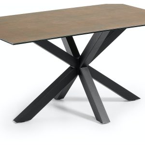 Argo, Spisebord med krydsstel, Porcelæn bordplade by LaForma (H: 75 cm. B: 160 cm. L: 90 cm., Brun/Sort)