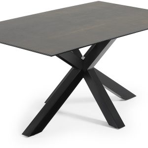 Argo, Spisebord med krydsstel, Porcelæn bordplade by LaForma (H: 75 cm. B: 160 cm. L: 90 cm., Sort)