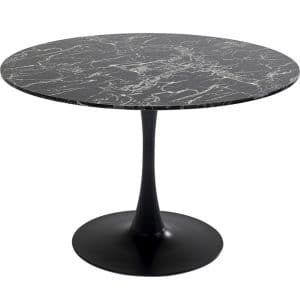 KARE DESIGN Veneto Marble Black spisebord, rund - sort mineralmarmor og sort stål (Ø110)
