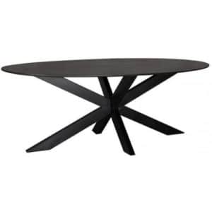 Ovalt spisebord i mangotræ og metal 240 x 110 cm - Sort