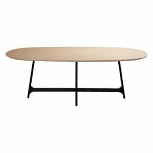 DAN-FORM Ooid spisebord, oval - brun egefinér og sort stål (110x220)