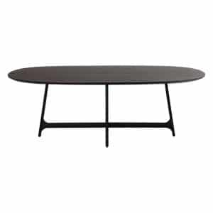 DAN-FORM Ooid spisebord, oval - sort askefinér og sort stål (110x220)