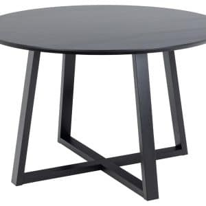 ACT NORDIC Malika rund spisebord, sort PU lakeret egefiner, Ø120x75 cm