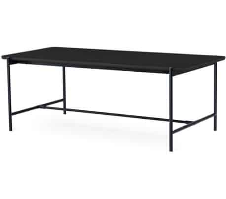 Cane spisebord i egetræsfinér og metal 210 x 100 cm - Sort/Sort