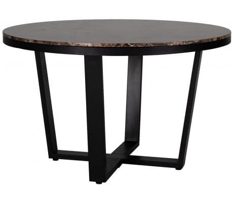 Dalton rundt spisebord i marmor og jern Ø130 cm - Sort/Brun marmor