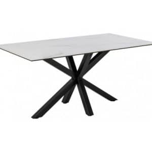 Heaven Spisebord i metal og keramik 160 x 90 cm - Sort/Gråhvid