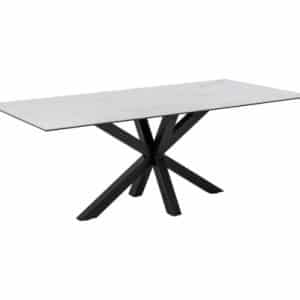 Heaven Spisebord i metal og keramik 200 x 100 cm - Sort/Gråhvid