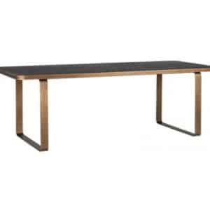 Hunter spisebord i egetræsfinér og metal 230 x 95 cm - Antik messing/Børstet sort