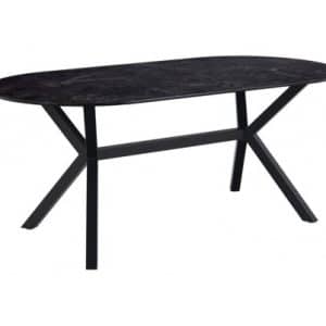 Laxey Spisebord i metal og keramisk glas 180 x 90 cm - Sort/Keramisk sort
