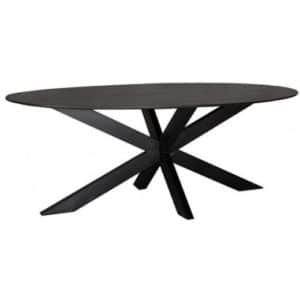 Ovalt spisebord i mangotræ og metal 210 x 100 cm - Sort
