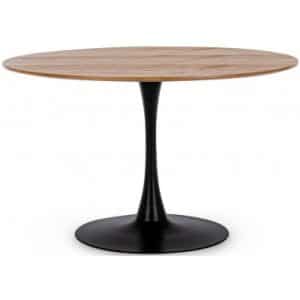 Rundt spisebord i mdf finér og stål Ø120 cm - Sort/Brun